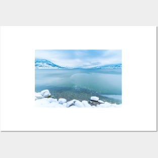 Fresh Snow on Lake and Mountains Posters and Art